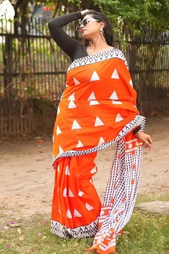 red handloom cotton saree