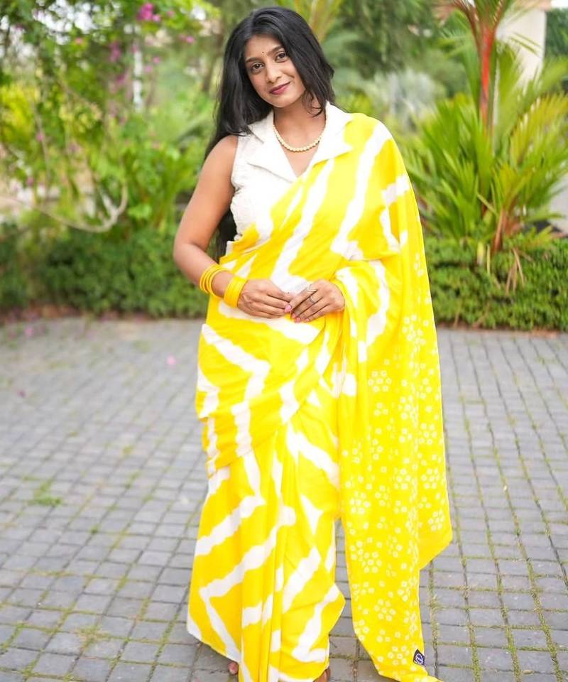 yellow handloom cotton saree