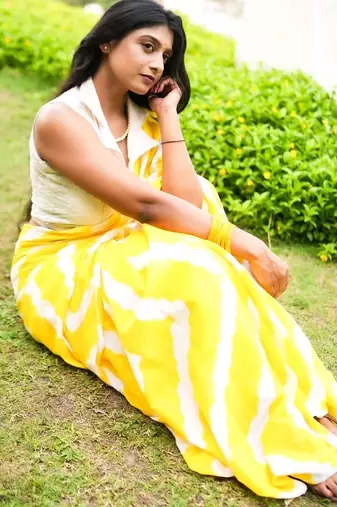 yellow handloom cotton saree
