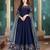 BLUE COLOR CORD SEQUNCE WORK ART SILK GOWN 