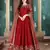 RED COLOR CORD sequin WORK ART SILK GOWN 