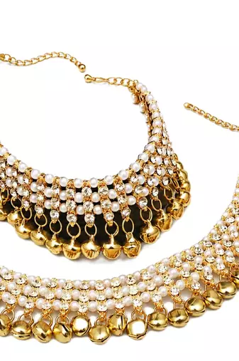 White diamond with Gold Ghungharu anklets