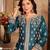 TEAL COLOR CORDING WORK ART SILK REAL MIRROR GOWN 