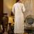 Floral embroidered silk v neck kurta trouser & dupatta set