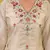 Floral embroidered silk v neck kurta trouser & dupatta set