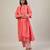 Peach cotton kurta set with printed pant
