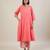 Peach cotton kurta set with printed pant
