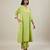 Lime green cotton kurta set with printed pant