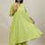 Lime green cotton kurta set with printed pant