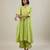 Lime green cotton kurta set with printed pant