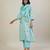 Sky blue floral printed cotton kurta set