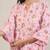 Baby pink floral printed cotton kurta set