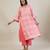 Pastel pink printed cotton kurta set