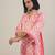 Pastel pink printed cotton kurta set