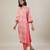Pastel pink printed cotton kurta set