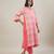 Pastel pink printed cotton kurta set