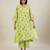 Lime green floral printed cotton kurta set