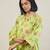 Lime green floral printed cotton kurta set
