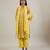 Sunshine yellow printed cotton straight kurta set