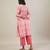 Peach printed cotton straight kurta set