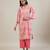 Peach printed cotton straight kurta set