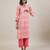 Peach printed cotton straight kurta set