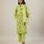 Bright green printed cotton straight kurta set