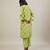 Bright green printed cotton straight kurta set