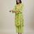 Bright green printed cotton straight kurta set