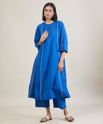 Amber blue cotton kurta set 1