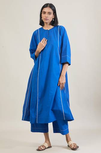 Amber blue cotton kurta set