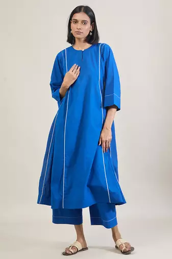 Amber blue cotton kurta set