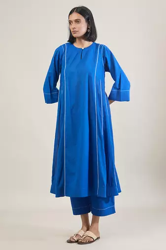 Amber blue cotton kurta set