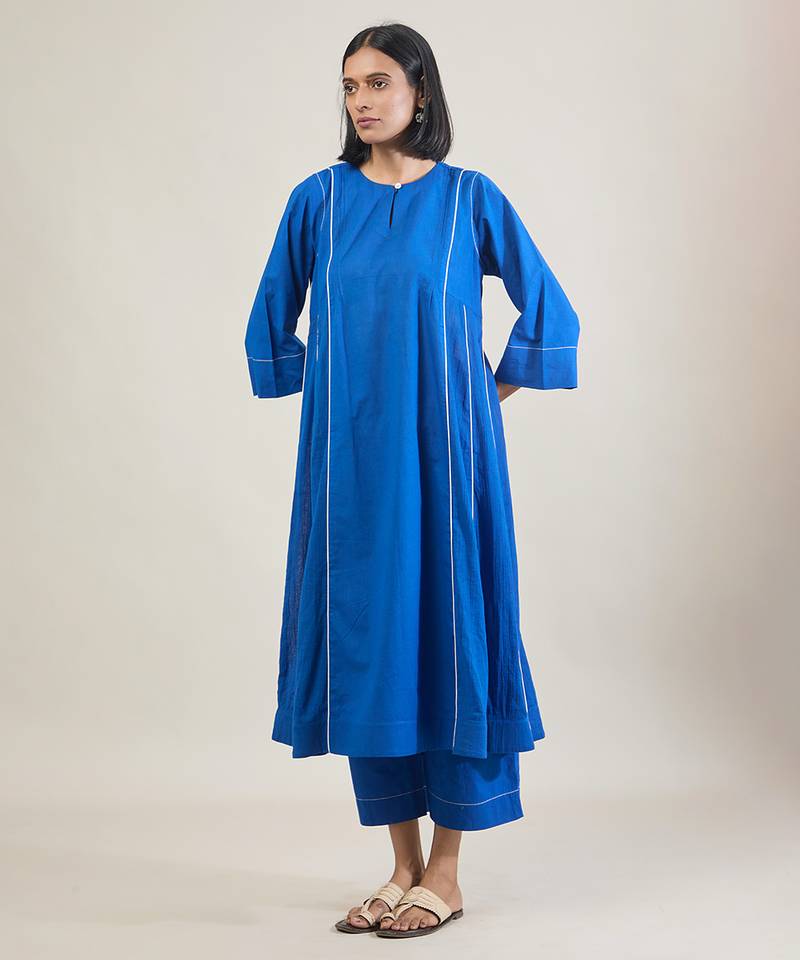 Amber blue cotton kurta set