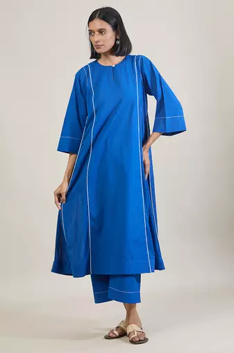 Amber blue cotton kurta set
