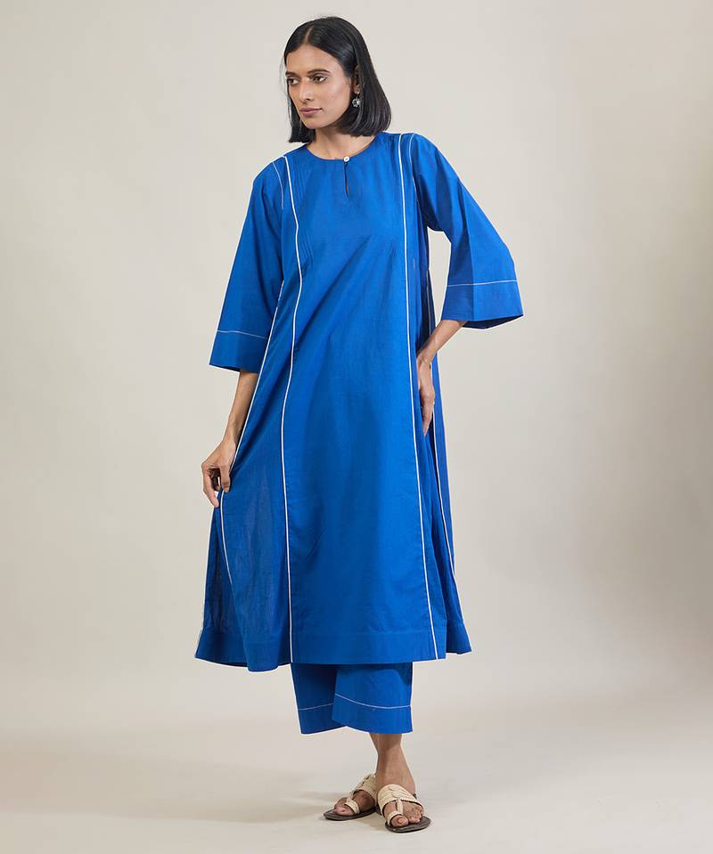 Amber blue cotton kurta set