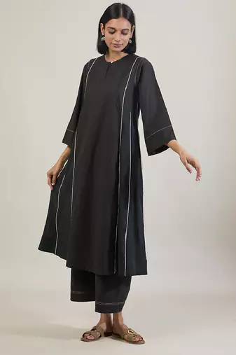 Jet black cotton kurta set