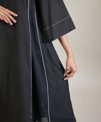 Jet black cotton kurta set 5