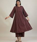 Coffee brown cotton kurta set