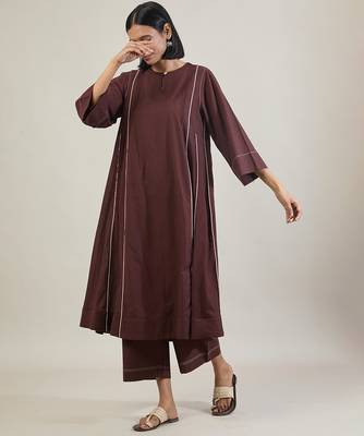 Coffee brown cotton kurta set 2