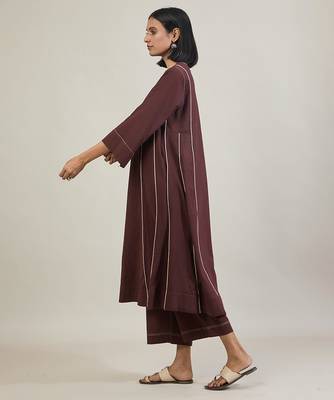 Coffee brown cotton kurta set 4