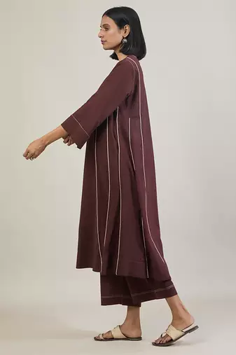 Coffee brown cotton kurta set