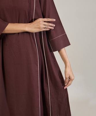 Coffee brown cotton kurta set 5
