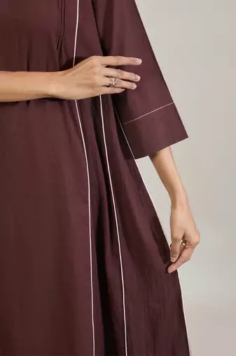 Coffee brown cotton kurta set