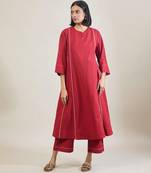Brick red cotton kurta set