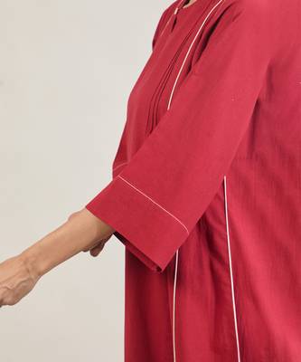 Brick red cotton kurta set 2