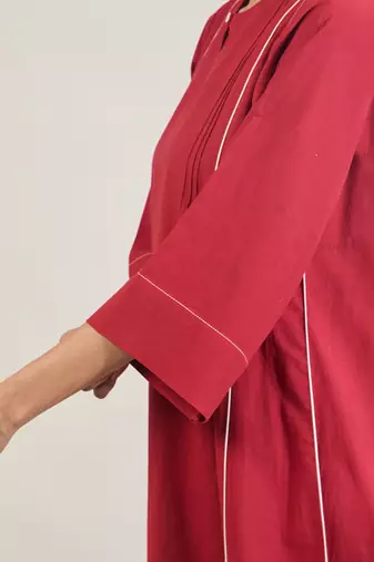 Brick red cotton kurta set