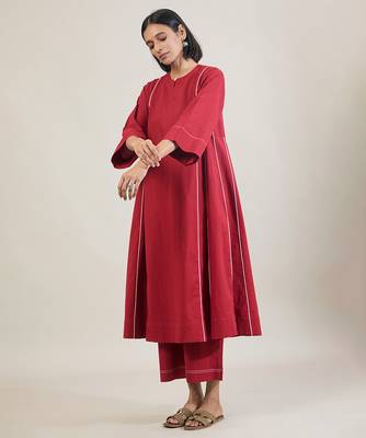 Brick red cotton kurta set 5