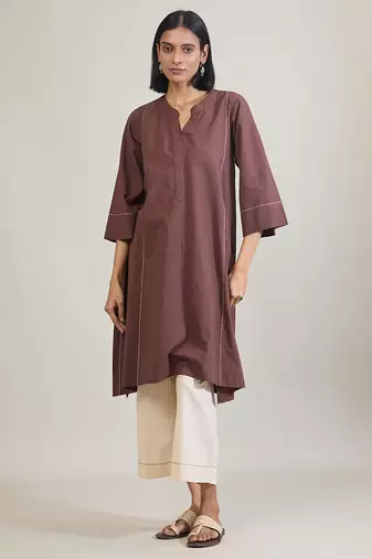 Coffee brown cotton kurta set