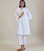 Stark white cotton straight kurta set